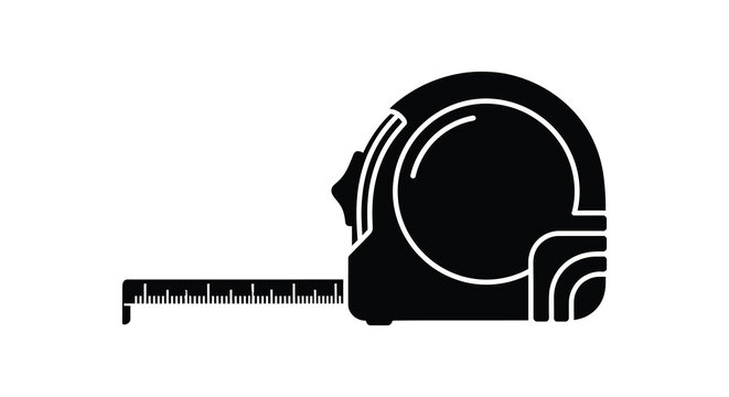 Tape measure with extended blade black silhouette measuring measurement tool tools