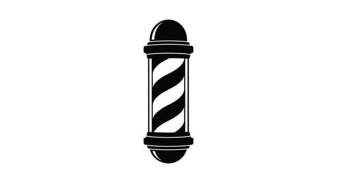 Barber pole with alternating stripes a black and white silhouette cylindrical