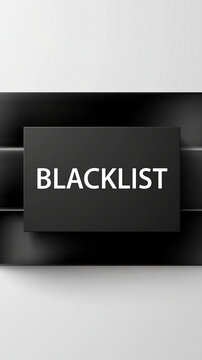 Blacklist Warning: A stark black card with the word BLACKLIST in bold white letters, symbolizing exclusion and a negative status.