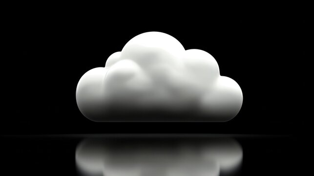 A simple, modern cloud icon with dynamic lighting on a dark background, symbolizing digital data storage and online connectivity.