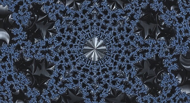 Abstract Fractal Background Featuring Intricate Blue and Black Geometric Patterns.