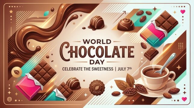 World Chocolate Day celebration illustration with treats