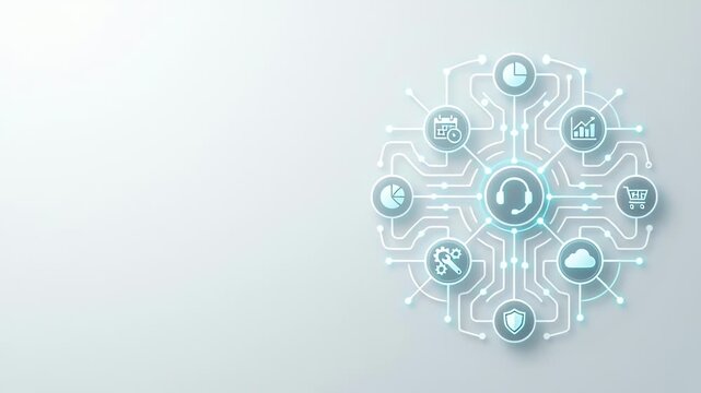 Glowing digital customer support interface with circuit connections