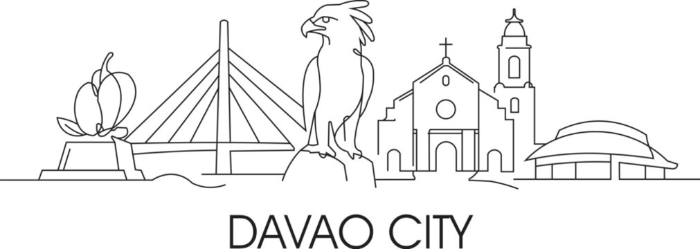 Simple line art of Davao City skyline