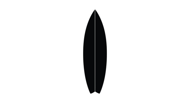 Black surfboard silhouette against a white background a streamlined aquatic sports design silhouette