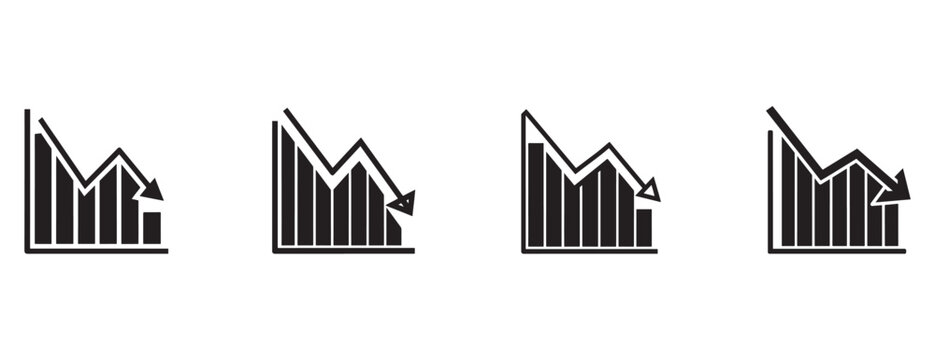 bar charts with arrows on white background for business and finance concepts  financial growth and decline