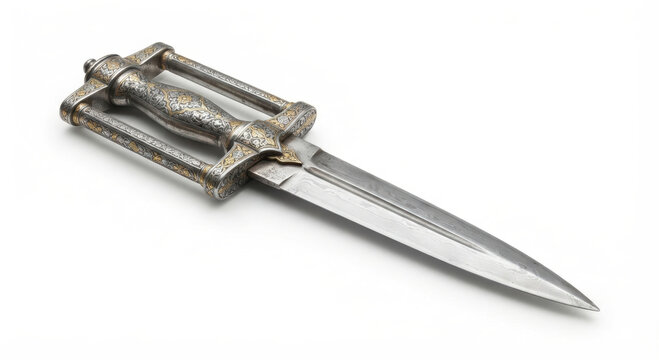 Ornate Indian Katar with Gold Inlay