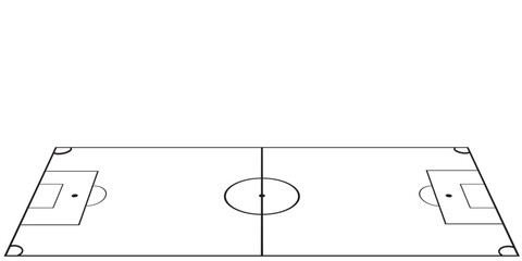 Soccer field line icon with football pitch layout diagram for sport tactics and training. Football pitch. Black outline court and stadium on white background. Soccer pitch vector. © fahreza