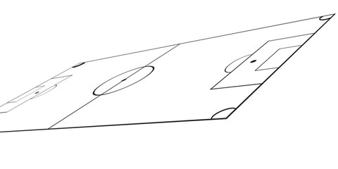 Soccer field line icon with football pitch layout diagram for sport tactics and training. Football pitch. Black outline court and stadium on white background. Soccer pitch vector. © fahreza