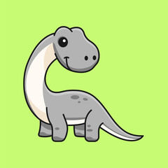 Cute Long Neck Dinosaur Cartoon Character © Rakka