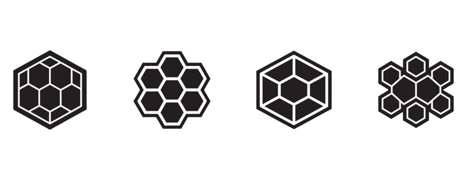 geometric hexagonal shapes honeycomb patterns  various designs