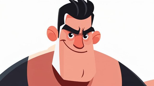 Animated Muscular Man Posing and Flexing Muscles in a Studio Setting