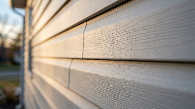 Close-up of horizontal house siding showing installation and repair work on an exterior panel.