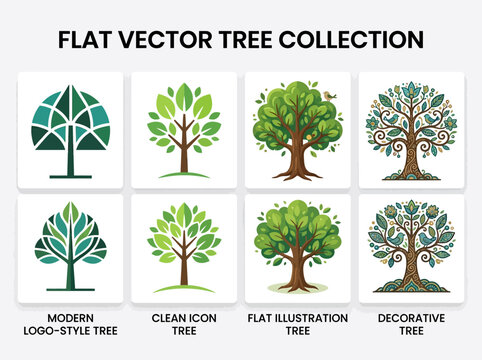 Flat Vector Tree Icons 1.