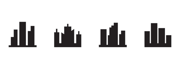 Obraz premium city skylines with various building heights and shapes on white background urban landscape icons