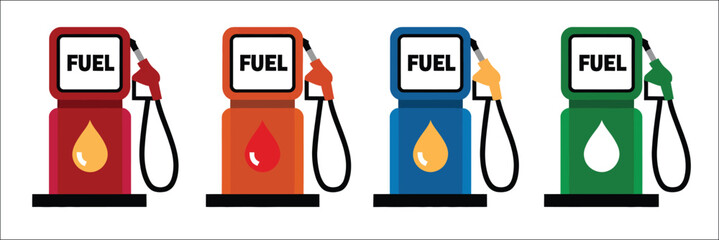 Gas station pump illustration, fuel nozzle and petrol pump vector, refueling equipment for automotive service, energy supply concept, transparent background, modern fuel station vector illustration de © MstAleya