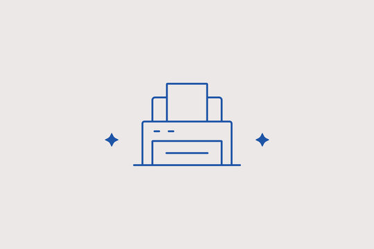Office printer line icon for publishing. Vector illustration for copy center, print shop, documentation service, corporate office.