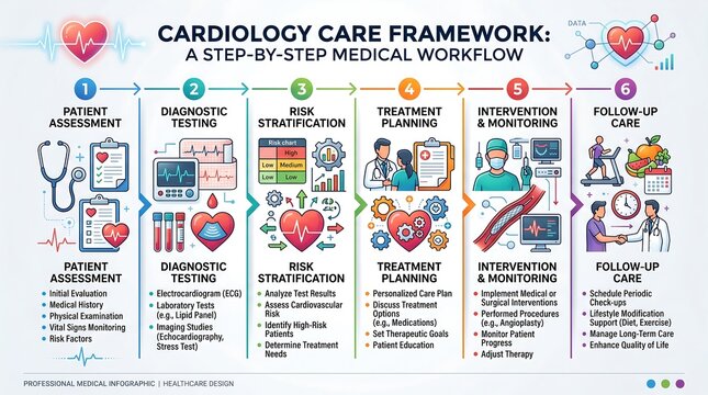 Cardiology Care Framework Infographics Workflow Design Template