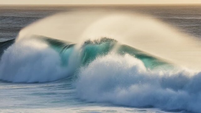 Foamy ocean crest retreat revealing expansive waves with cinematic coastal landscape scenery