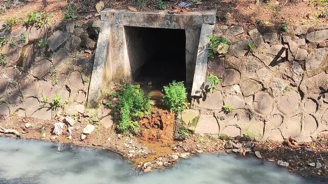 Slow-flowing drainage channels are filled with accumulated mud and clay plants that impede the flow of water. Inadequate maintenance prevents the drainage from flowing properly.