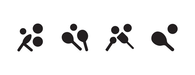 Fototapeta premium Table tennis players in various actions with rackets and balls icons set