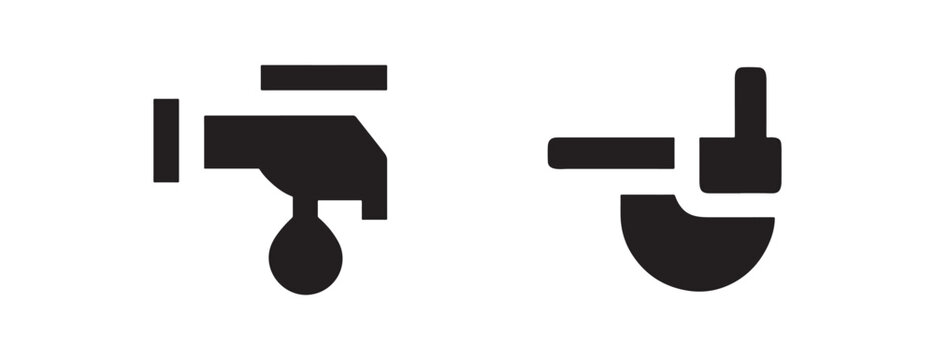 faucet icons with water drop  household plumbing symbols  water taps