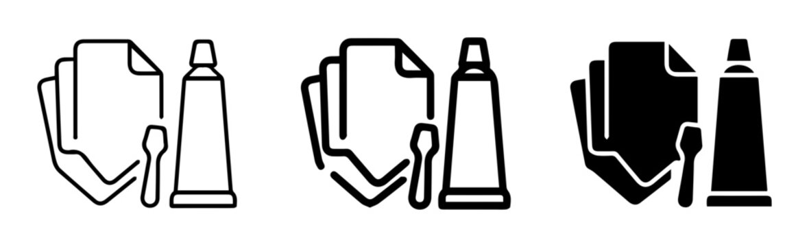Crafting Icons: Paper, Glue Tube, and Applicator Set for DIY Projects