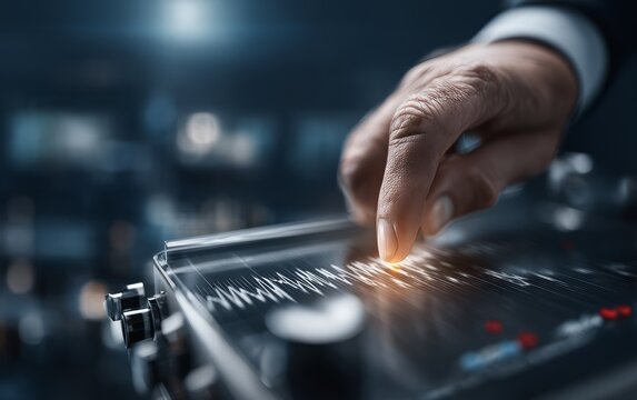 Closeup View of a Polygraph Machine Output Being Operated by a Detective