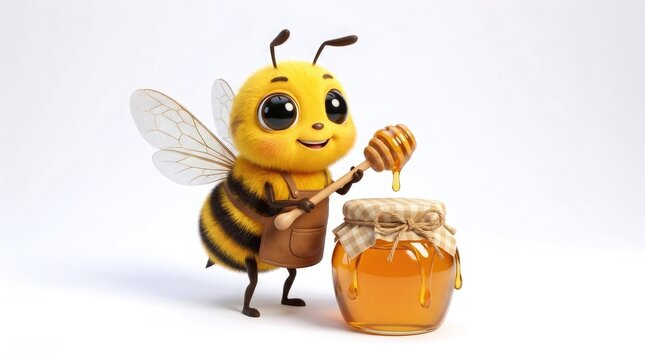 Celebrating honeybee day adorable cartoon bee with honey jar perfect for children's illustration and seasonal designs