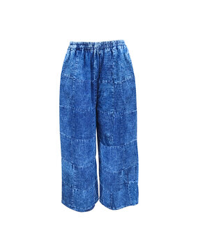 Thailand style cotton trousers in blue isolated on white