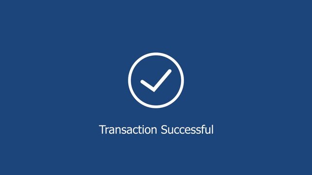 Animated transaction successful notification with checkmark for digital banking, e-commerce payment confirmation, mobile app ui financial technology, and secure online checkout systems