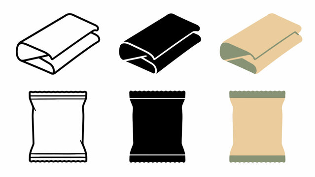 Minimalist packaging icons: folded and wrapped snack design