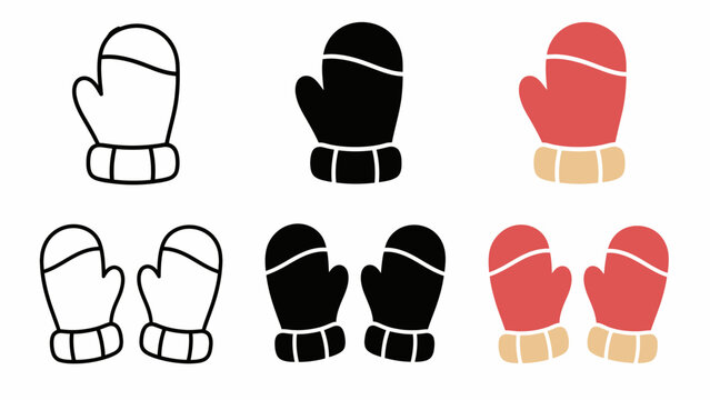 Collection of winter mittens in different styles and colors