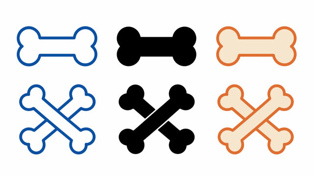 Colorful dog bone icons: various designs and patterns