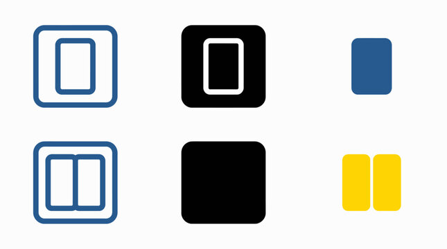 Minimalist icon set featuring variations of square and rectangle designs