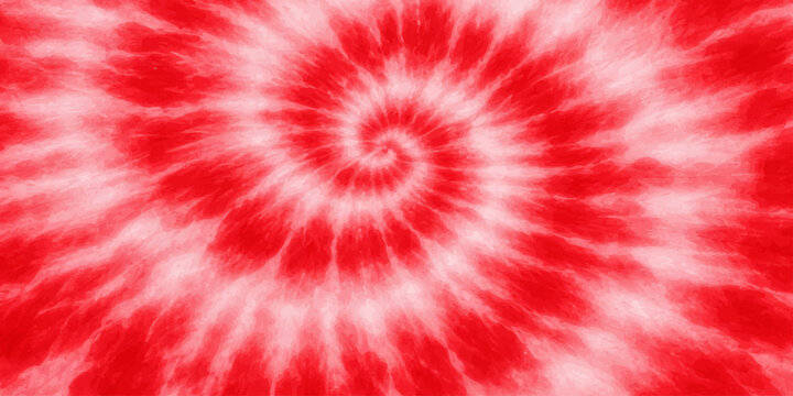 A vibrant tie-dye pattern in shades of red and white swirls in a mesmerizing spiral, creating a retro and groovy aesthetic.