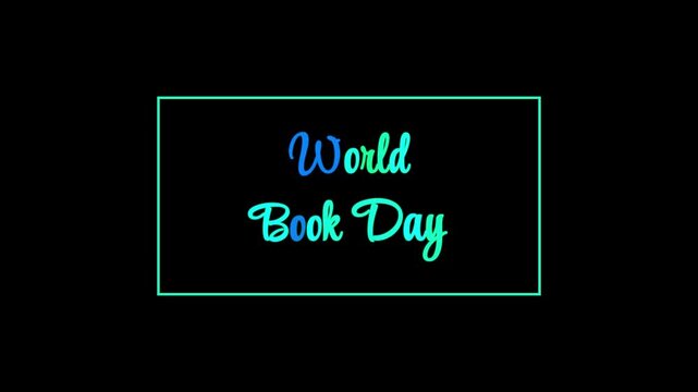 World book day title animation with green border high quality 4K stock video