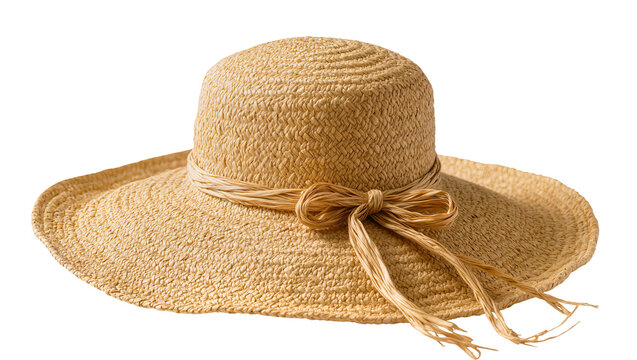 Wide brim straw hat with raffia ribbon bow