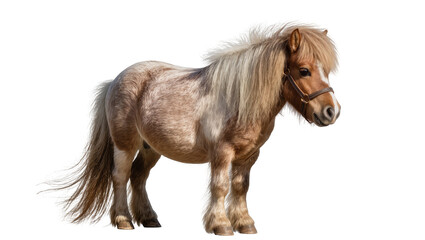 Small brown and white pony with long mane and tail © Natalia