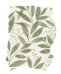 Naklejka premium PNG Abstract botanical leaf pattern on textured paper, transparent background
