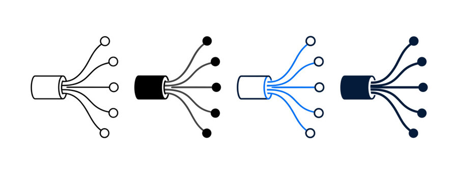 Fiber Optic Cable Icon Set
