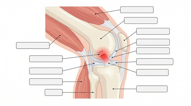 Anterior Cruciate Ligament ACL Knee Injury Medical Vector Illustration with Detailed Anatomy
