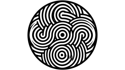 Fototapeta premium Abstract Circular Pattern, Black and White Intertwined Lines, Modern Graphic Design
