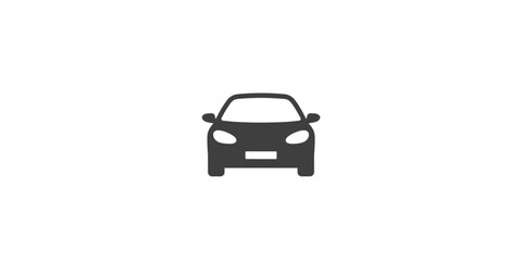 Fototapeta premium Simple Black Silhouette Icon of a Car Front View on White Background automobile vehicle