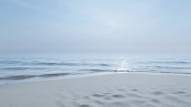 Tranquil beach with calm ocean clear sky