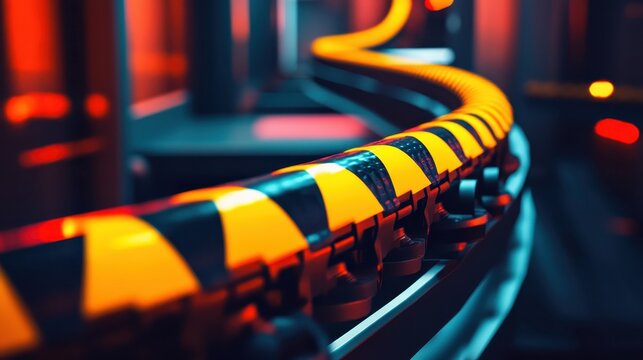 Industrial Safety Equipment with Cautionary Yellow and Black Pattern on a Technical Background