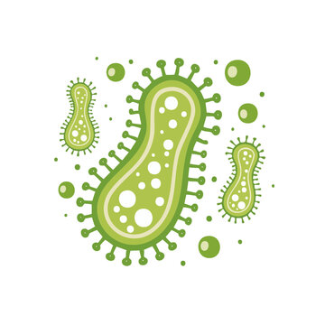 Green Bacteria and Microbes Illustration