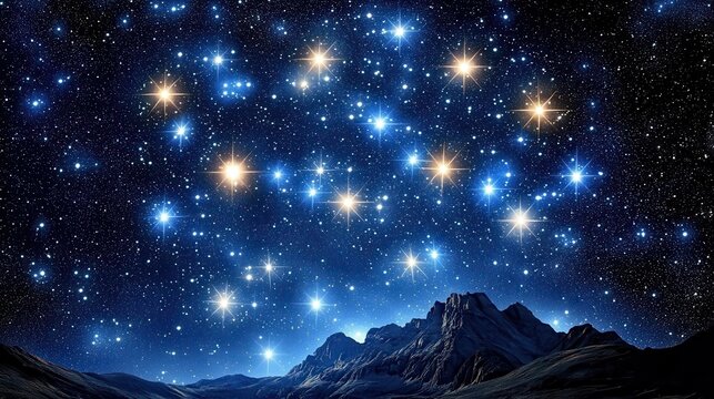Majestic Mountains Under a Vast Expanse of Glittering Stars and Luminous Constellations