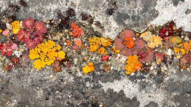 Vibrant marine life flourishes in colorful rocky tide pools during low tide revealing intricate natural patterns