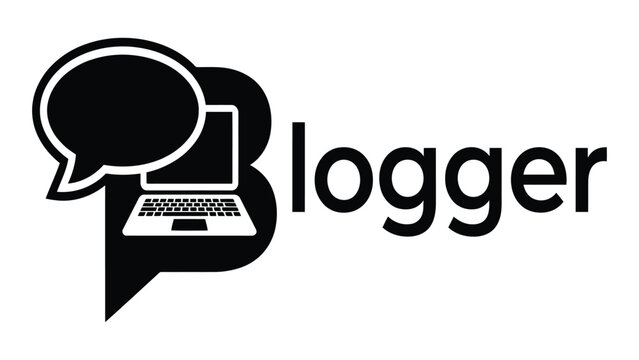 Blogger logo features a speech bubble integrated with a laptop icon to represent digital content creation and writing.